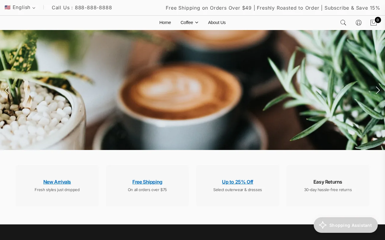 A storefront home page on its own domain
